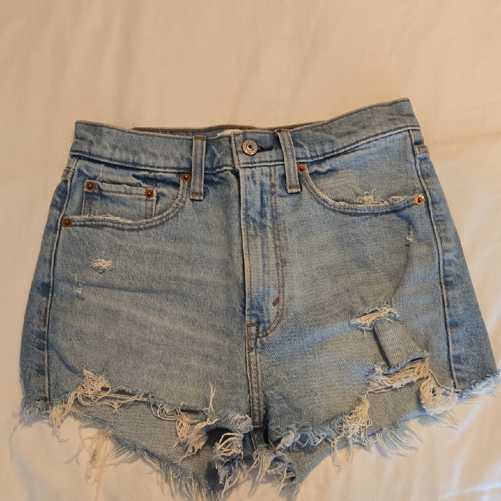 Abercrombie & Fitch Frayed Light Blue Jean Shorts